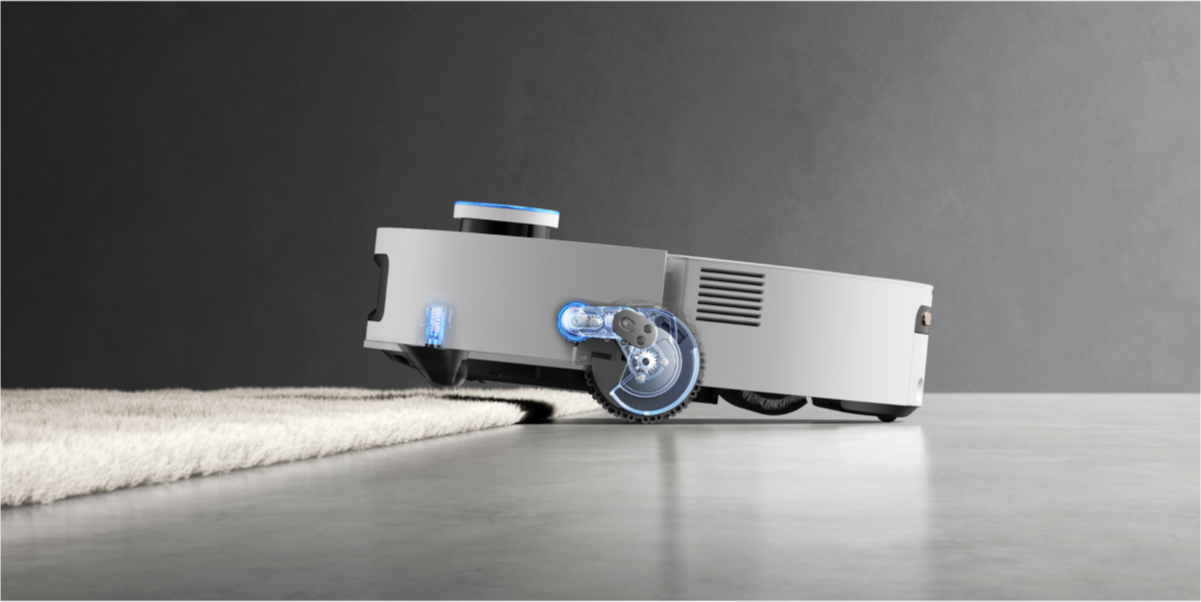 Dreame Aqua10 Ultra Roller Complete erklimmt 3cm Teppiche mit AgiLift Dreiradsystem für adaptive Bodenreinigung