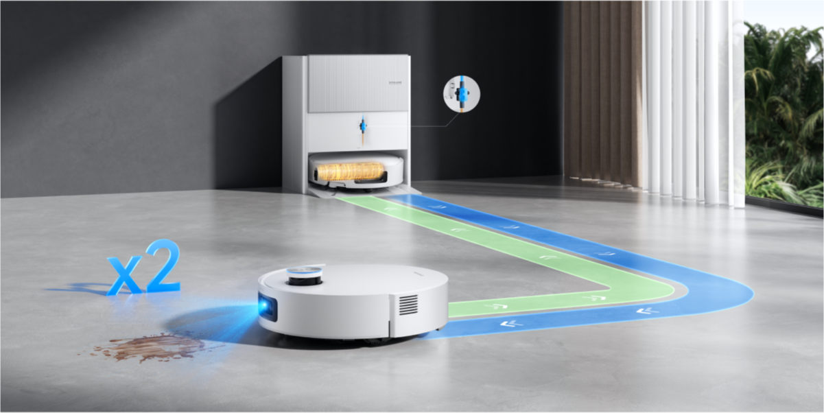 Dreame Aqua10 Ultra Roller Complete Schmutzerkennungssystem startet bei Bedarf automatisches Nachwaschen und Nachwischen