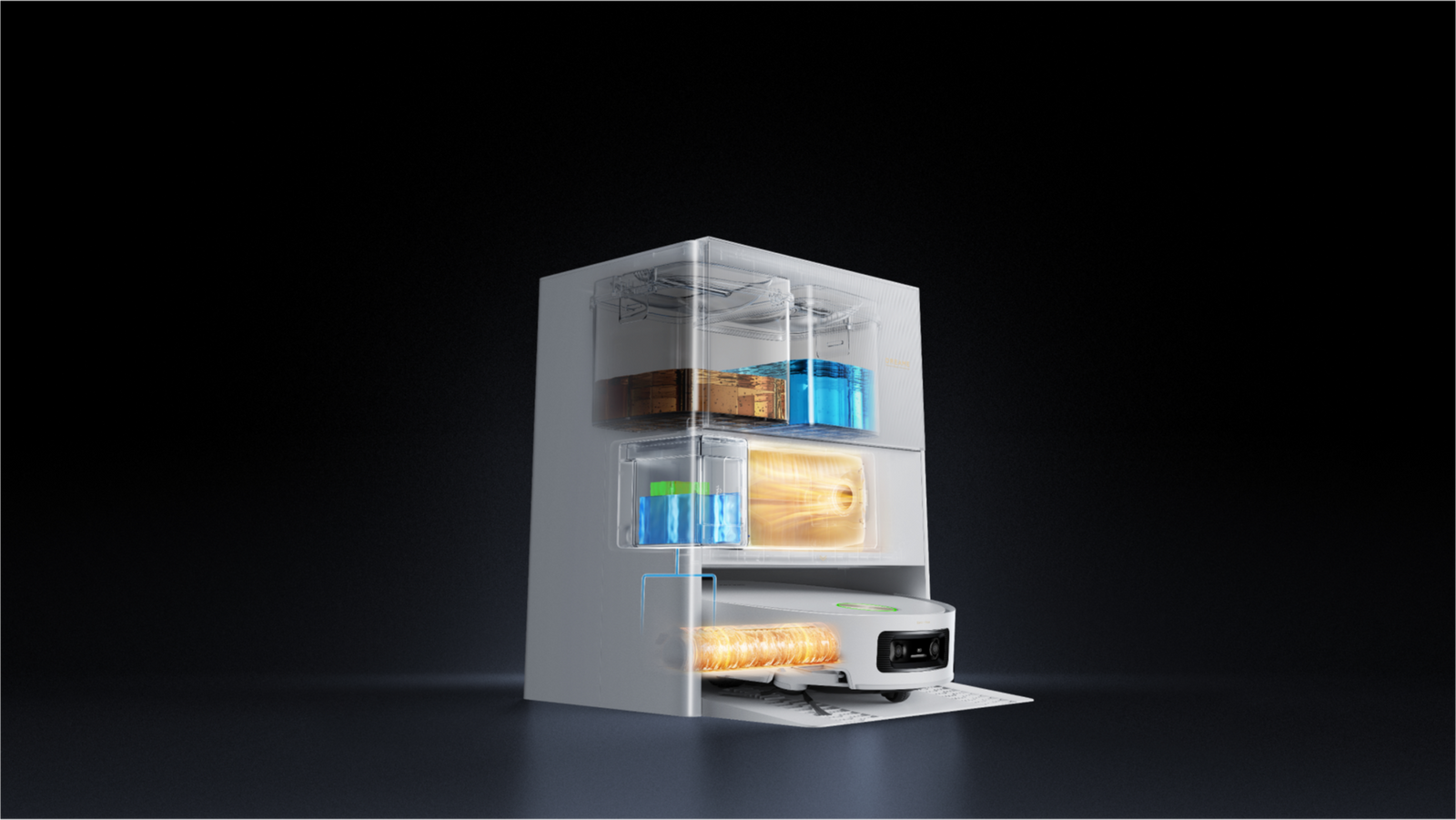 Dreame Aqua10 Ultra Roller Complete automatische Dockingstation entsorgt Staub Wasser und Abfall für freihändige Reinigung