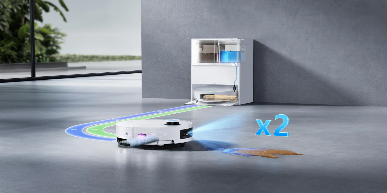 Dreame Aqua10 Ultra Track Complete nutzt fortschrittliche Schmutzerkennung für intelligentes Nachreinigen mit intensiver Bodenreinigung und präziser Moppspülung