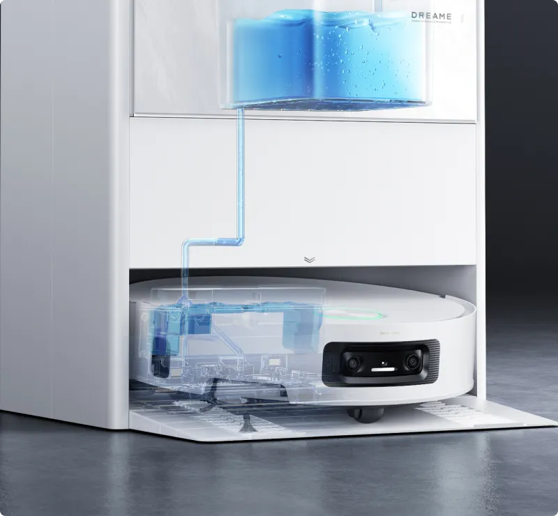 Dreame Aqua10 Ultra Track Complete konstante Wasserbefüllung hält den Mopp des Saugroboters dauerhaft feucht