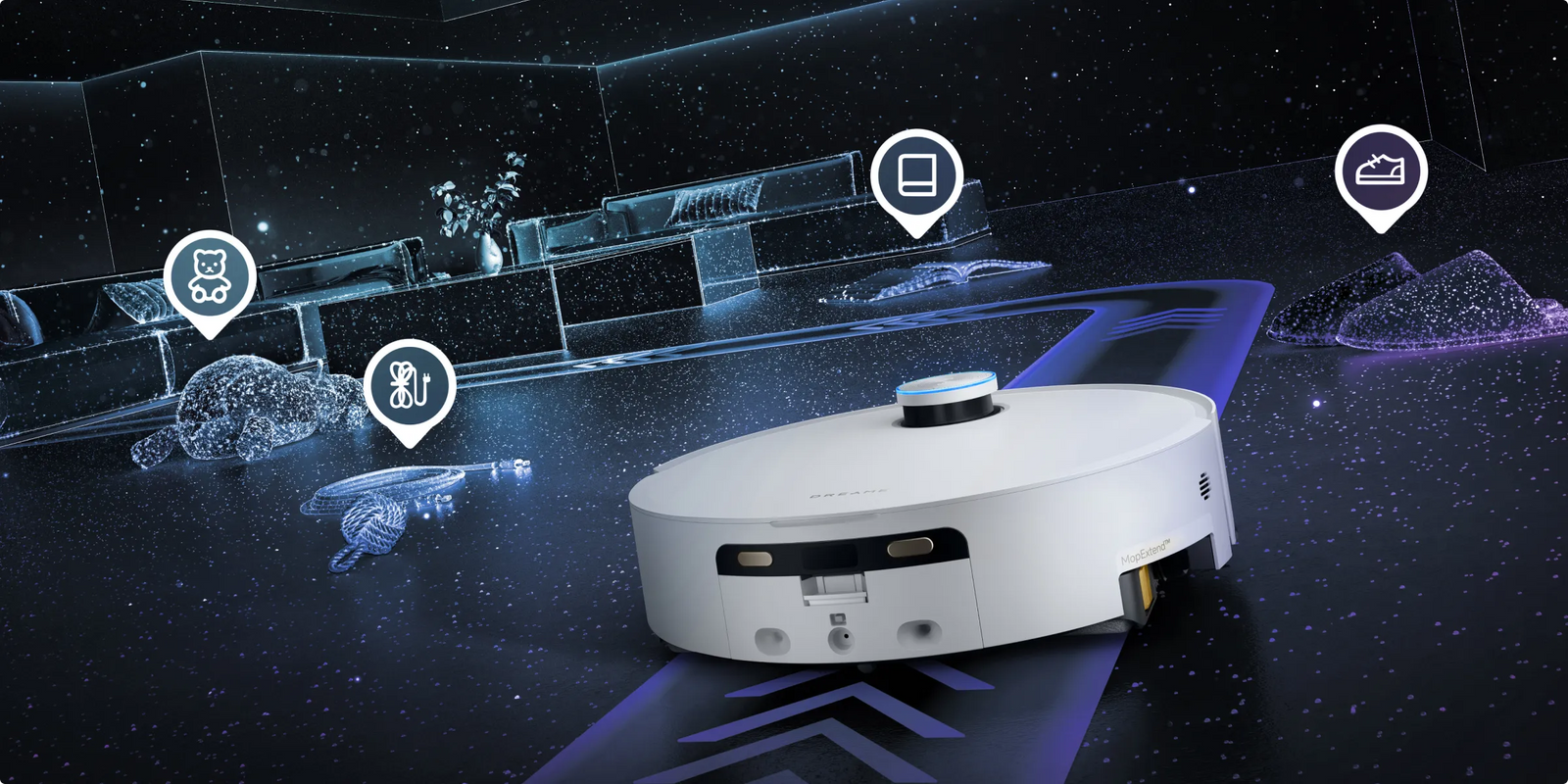 Dreame Aqua10 Ultra Track Complete AstroVision double caméra IA capte la profondeur et évite les objets avec précision