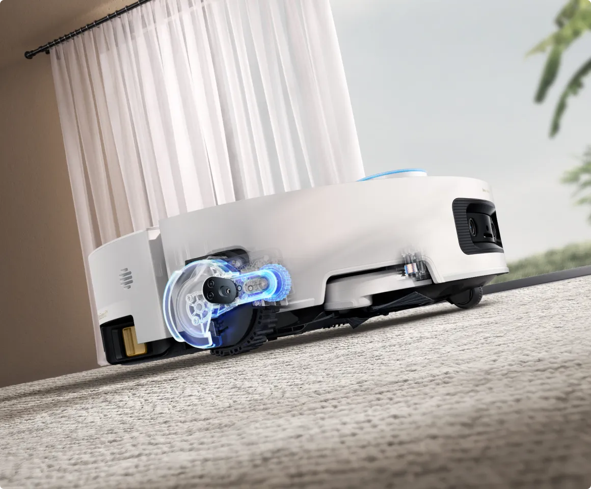 Dreame Aqua10 Ultra Track Complete AgiLift Dreirad Chassis überquert Teppiche und passiert 3 cm U Form Stuhlbeine