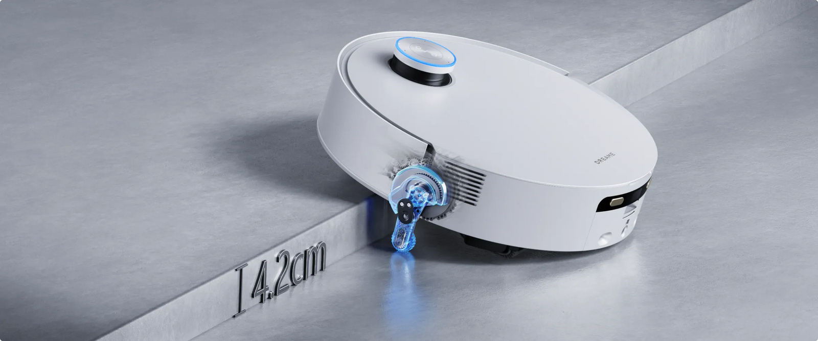 Dreame Aqua10 Ultra Track Complete mit verbessertem ProLeap überwindet eine 4,2 cm hohe Einzelstufe